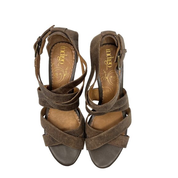 Indigo by Clarks Womens Distressed Leather Strappy Sandal Size 9M - Picture 4 of 9